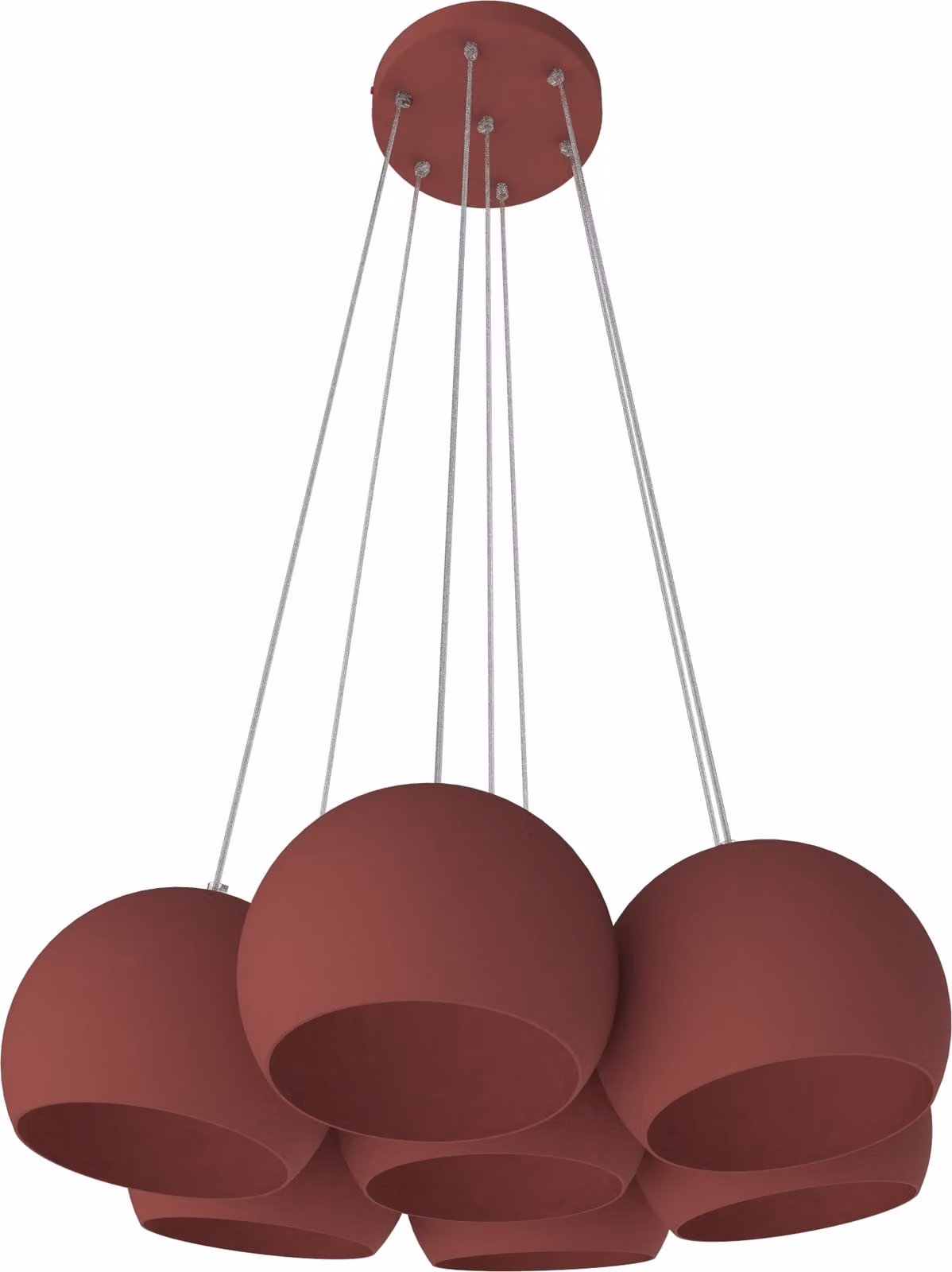 Lampada a sospensione JOE, 7XE27, max. 42 W, metallo, rosso, D25 cm