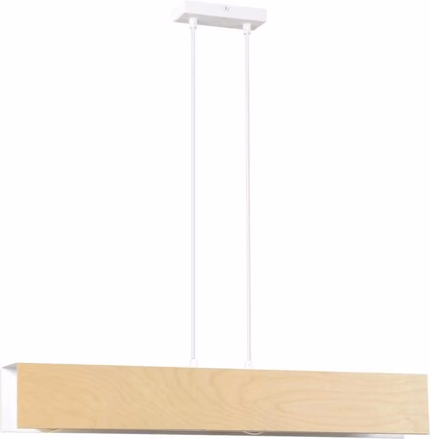 Lampadario a sospensione Luceart-Classic con 3 luci, corpo rettangolare in metallo bianco e legno naturale in stile scandinavo – 1