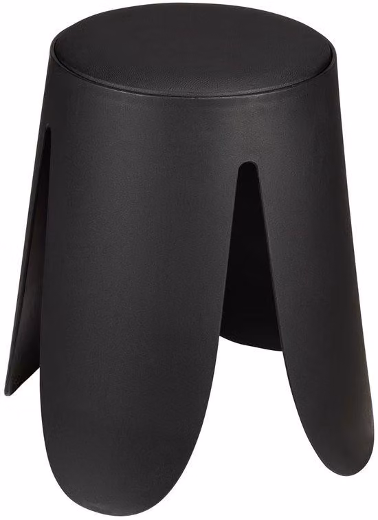 Ibenzoa® Sgabello da bagno nero – moderno sgabello realizzato in plastica resistente, seduta imbottita, piedini antiscivolo, capacità di carico fino a 180 kg