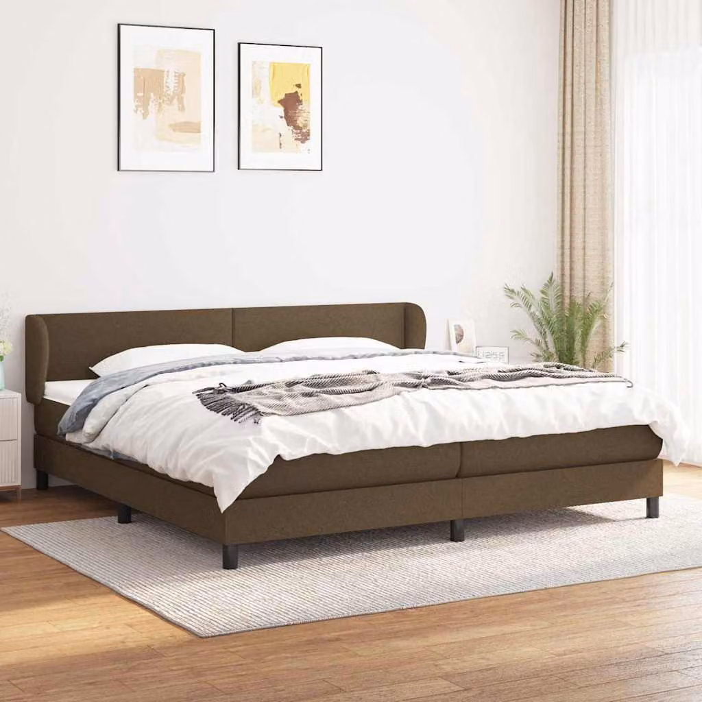 vidaXL Giroletto a Molle Ibrido con Materasso in Tessuto Marrone e Bianco L/P: 200 x 200 cm