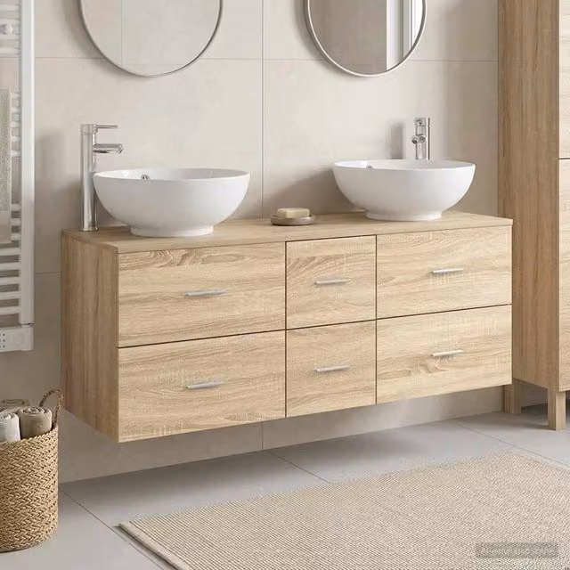 Set di mobili per il bagno 3 pz Rovere Sonoma 3405909