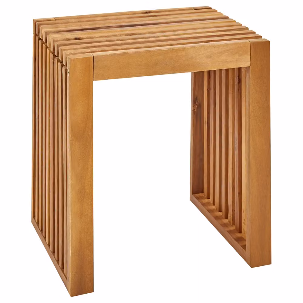 Set di 2 sgabelli da giardino BELIANI in legno di acacia marrone, stile rustico, H: 45 cm, L: 35 cm, P: 43 cm – 2