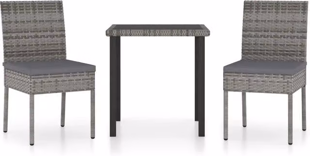 Set da Pranzo da Giardino 3 pz | Set Salotto da Giardino in Polyrattan Grigio