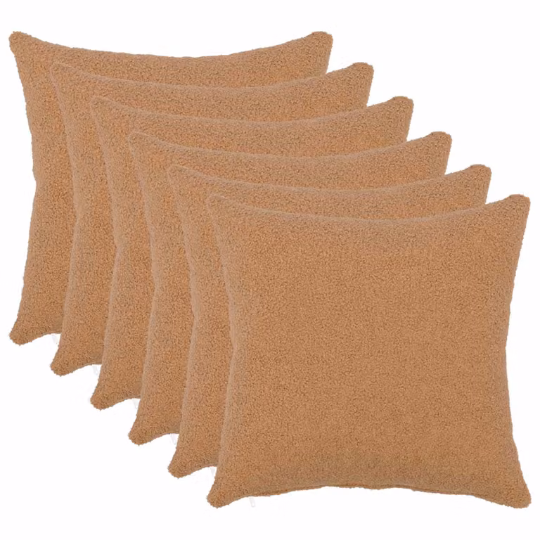 Set di 6 federe vidaXL HEERLEN beige in tessuto bouclé, L/P: 40 x 40 cm