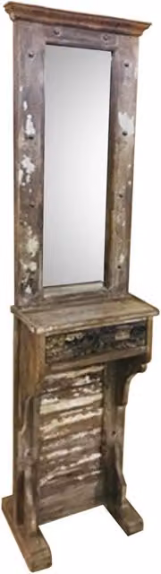 Mobile da ingresso con specchio in legno marrone 43x21x186h