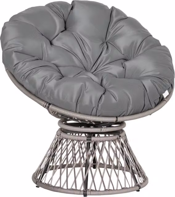 Poltrona da giardino girevole Minimal in rattan e plastica grigio L 97 cm x P 86 cm x H 87 cm
