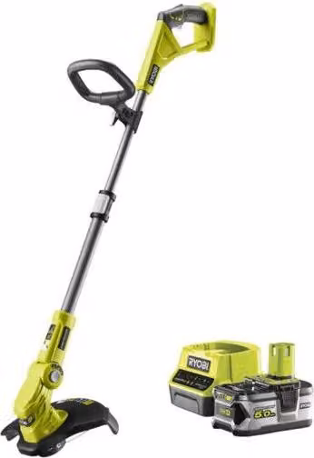 Tagliabordi RYOBI 18V, Ø taglio 25-30 cm, Ø filo 1,6 mm, Tubo telescopico, Batteria 5,0 Ah e caricabatteria