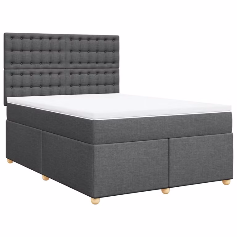 Giroletto a Molle con Materasso Grigio Scuro 140x190 cm Tessuto