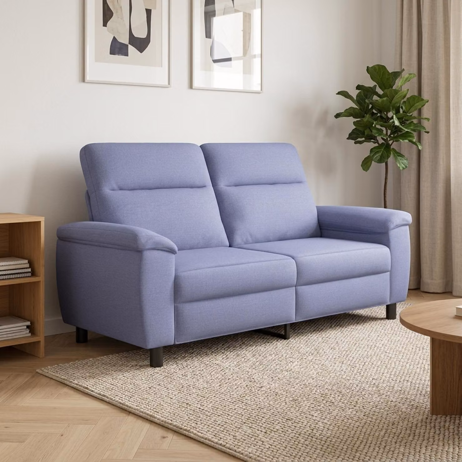 Divano moderno vidaXL in tessuto blu con struttura in metallo L: 178 cm, P: 90 cm, H: 95 cm