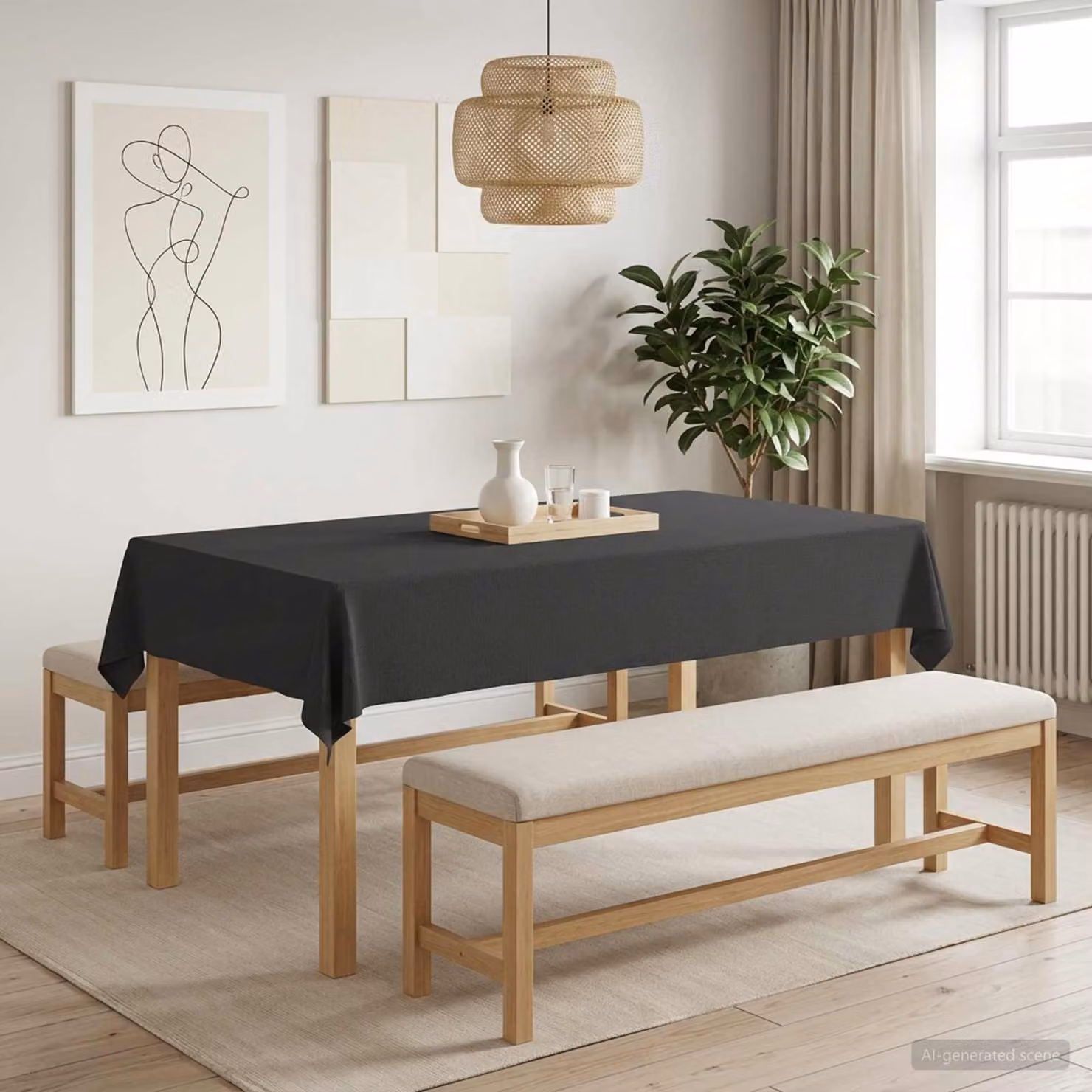 Tovaglia Rettangolare vidaXL Grigio Scuro in Poliestere, Idrorepellente e Lavabile in Lavatrice, L 140 cm x P 260 cm