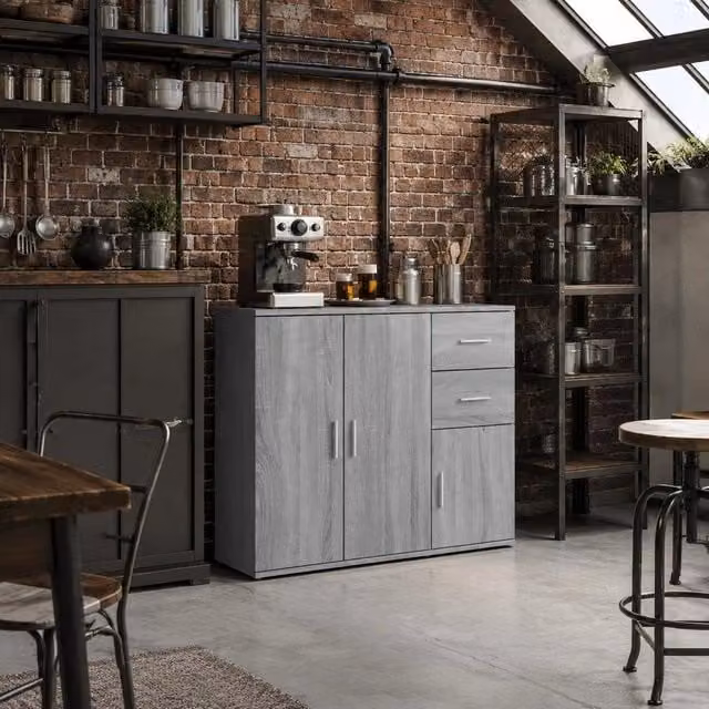 Sideboard Grey Sonoma 91x29.5x75 Cm Wood-based Material