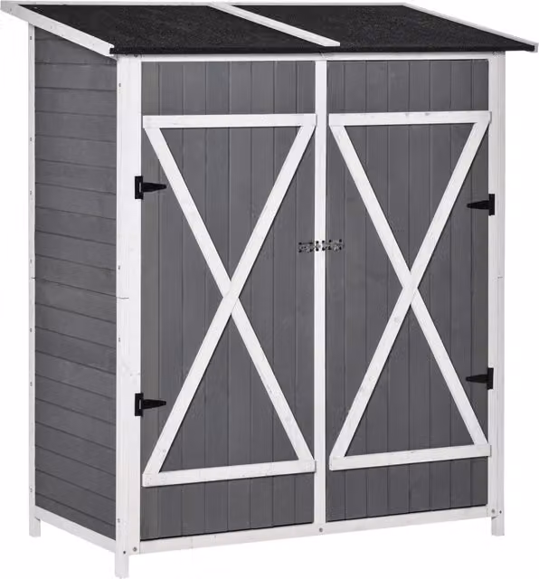 Armadio da giardino ¨C Minimal ¨C grigio bianco legno abete 139x75x160 cm
