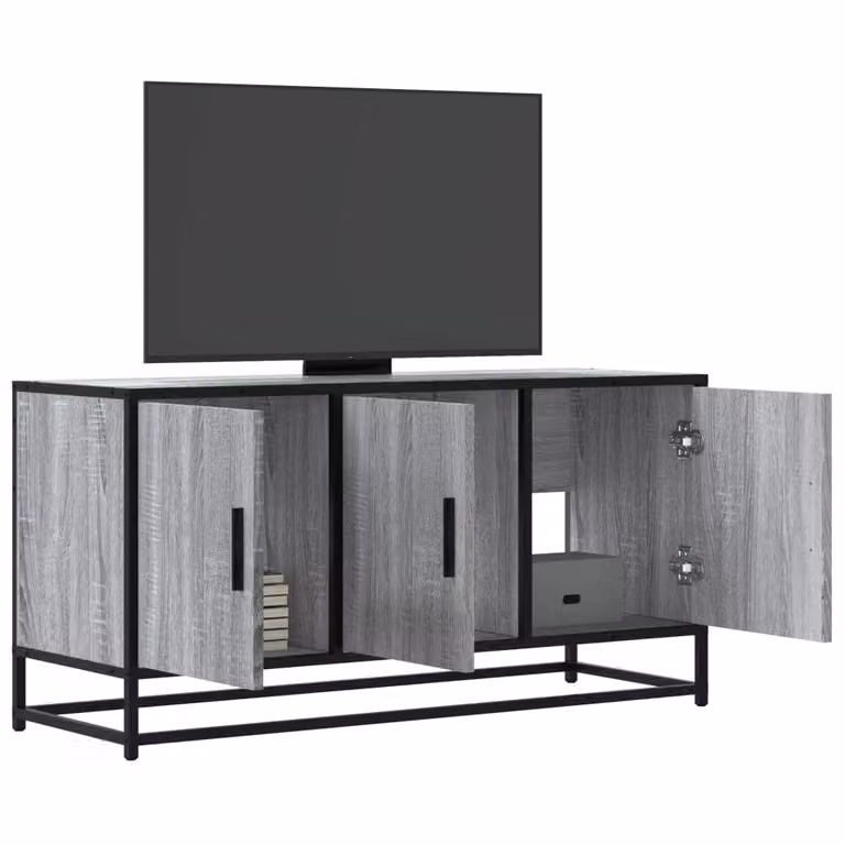 Mobile TV vidaXL in stile industriale Grigio Sonoma, L: 100 cm, P: 35 cm, H: 50 cm, in legno e metallo