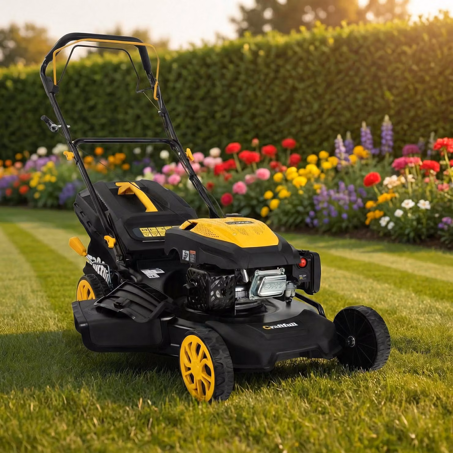 Tosaerba a benzina Craftfull CR-224-30 | Trazione autonoma - Tosaerba a benzina - Tosaerba - Larghezza di taglio 53 cm in 7 livelli di altezza - 4,2 kW/5,7 CV - 223 cm³