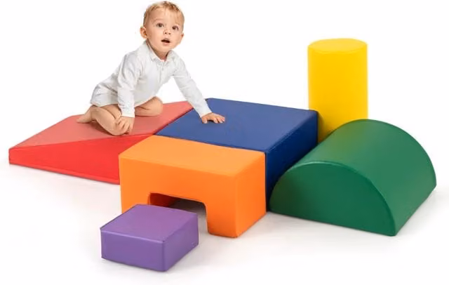 Set di 6 blocchi didattici in schiuma multicolore per arrampicarsi e gattonare, L/P/H: 60 x 40 x 20 cm