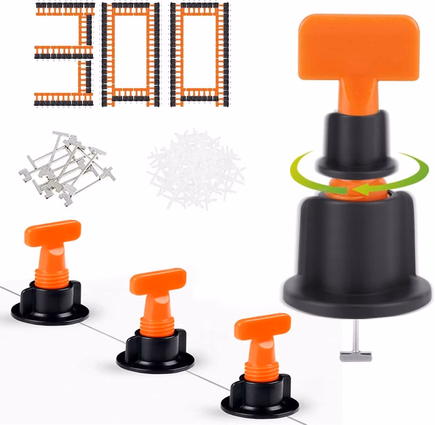 Set di 300 distanziatori e livellatori autolivellanti per piastrelle