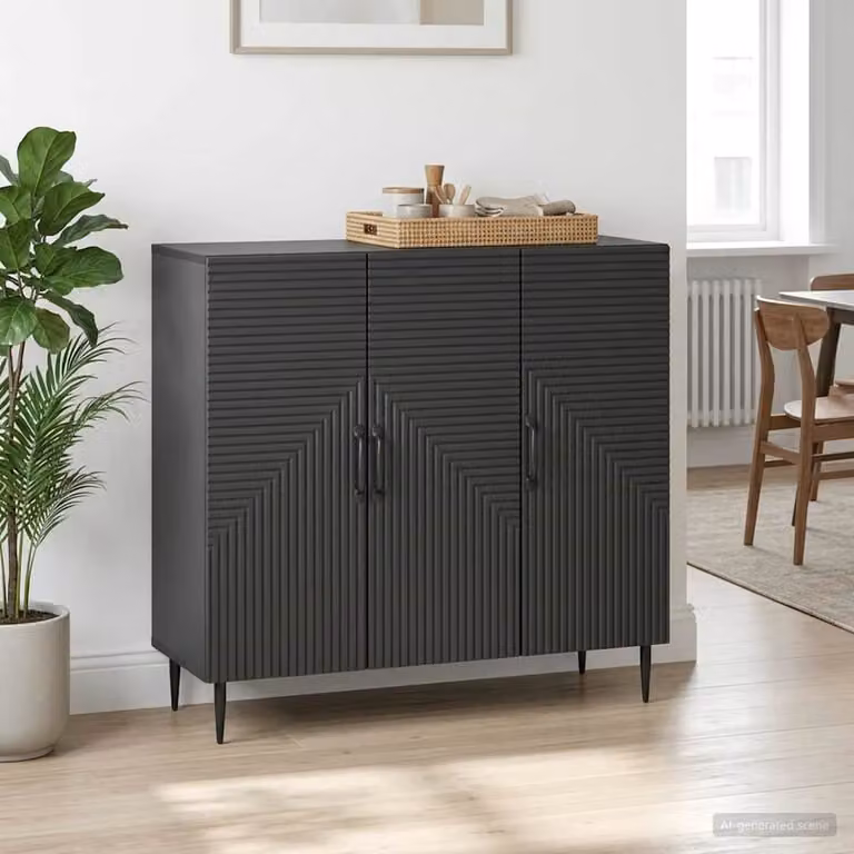 Credenza moderna vidaXL in legno MDF nero L: 89 cm, P: 34,5 cm, H: 80 cm