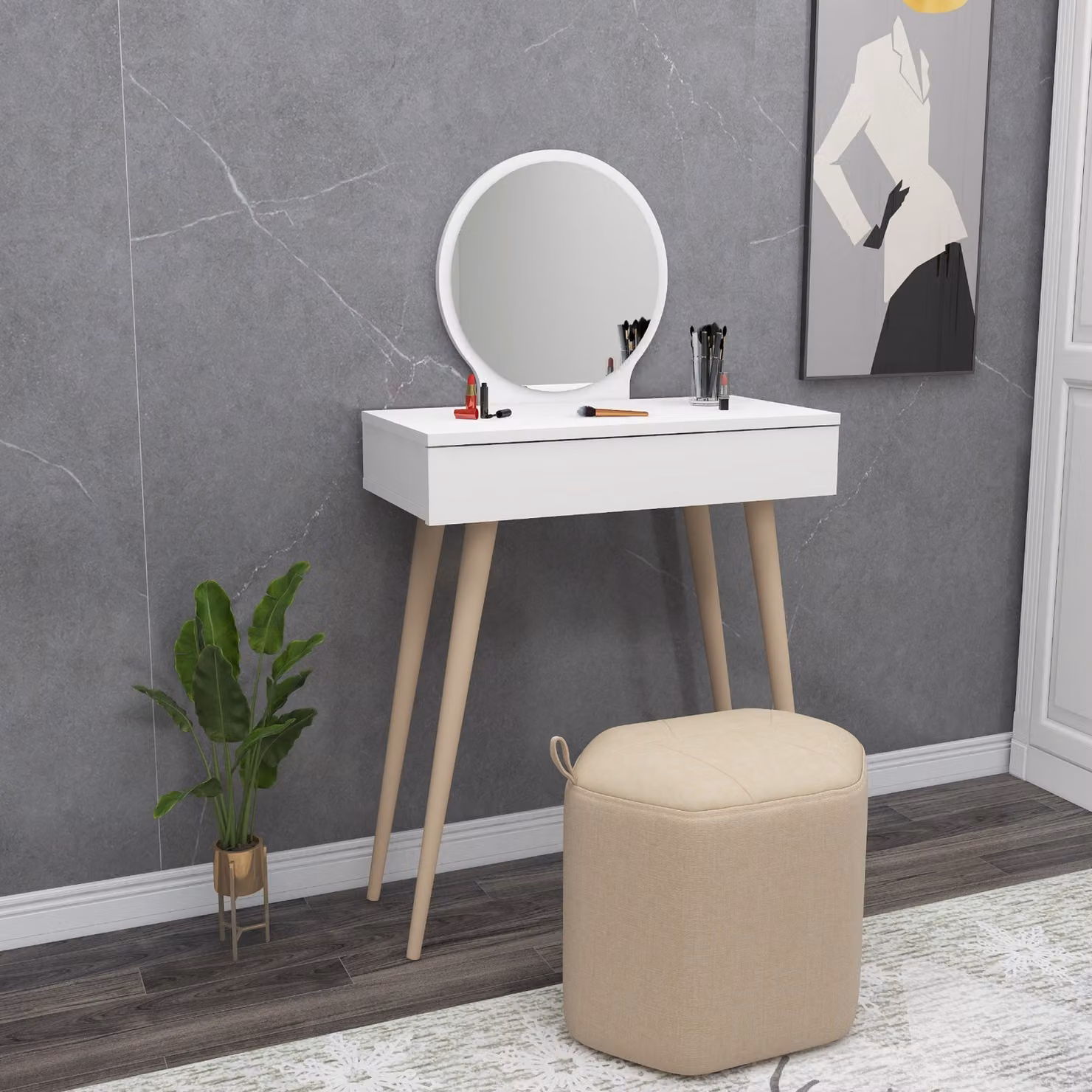 Skye Decor, Siena - Bianco, toletta, bianco, 100% pannelli di particelle rivestiti in melamina, 72 x 35 x 129,2 cm