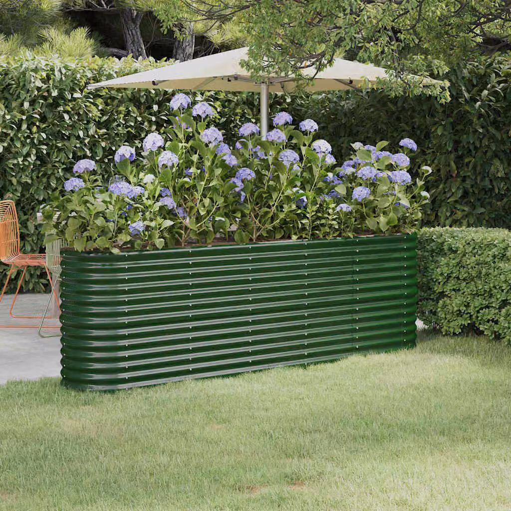 Letto rialzato da giardino vidaXL in acciaio zincato verde L: 224 cm, P: 40 cm, H: 68 cm