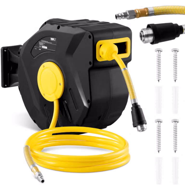 Tubo flessibile per aria compressa retrattile su avvolgitore automatico 18 bar 20 m + 3 m