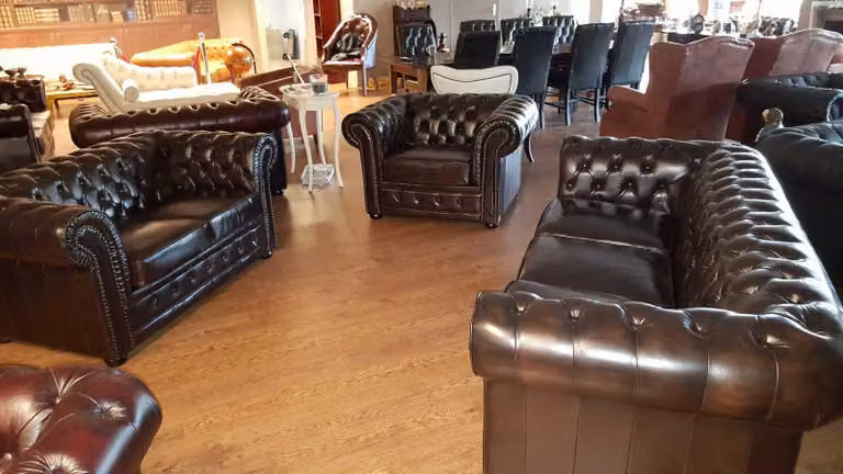 Klassische Ledersofa Chesterfield Garnitur Sofagarnitur Sofa Couch Leder