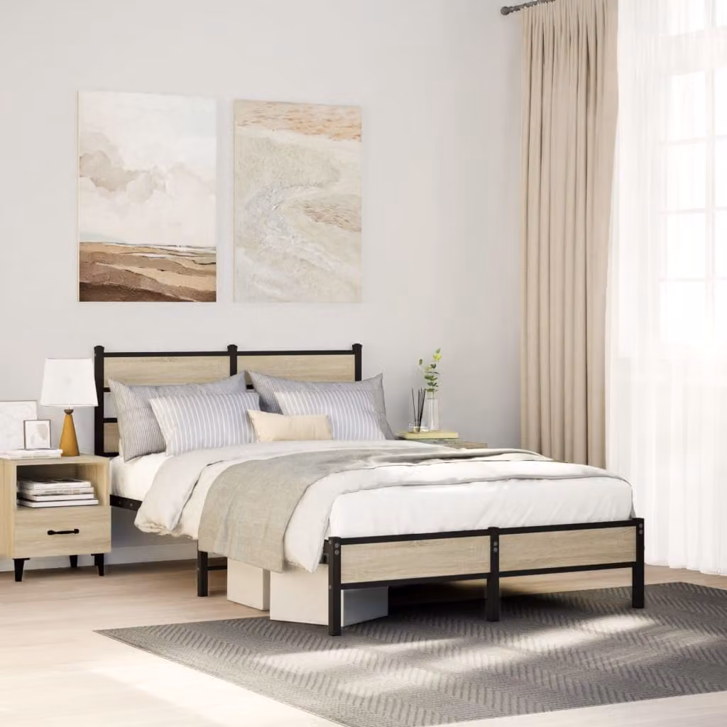 vidaXL Giroletto senza Materasso in Rovere Sonoma, L/P: 120 x 200 cm