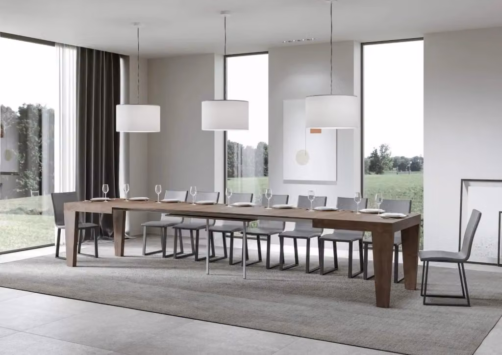 Tavolo allungabile moderno Pimbo colore noce con piano in laminato MDF L/P/H: 90 x 180/440 cm – 2