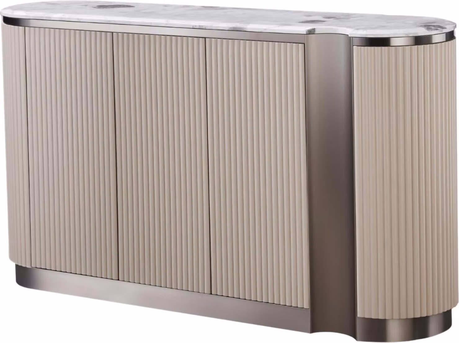 Credenza FURNLUX Stylish Beige And Marble White And Grey 158cm / Colore principale: Beige / Dimensioni: 158 x 88 x 40 cm