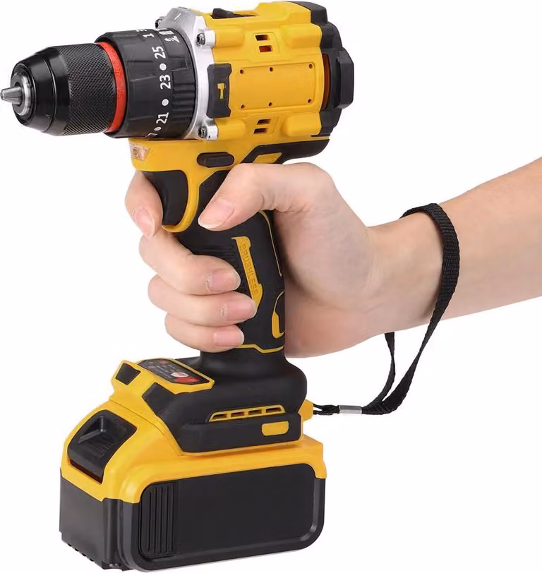 Avvitatore a batteria - Alimentazione a batteria da 18 V - Coppia di 420 Nm - Motore senza spazzole - Con batteria - Giallo