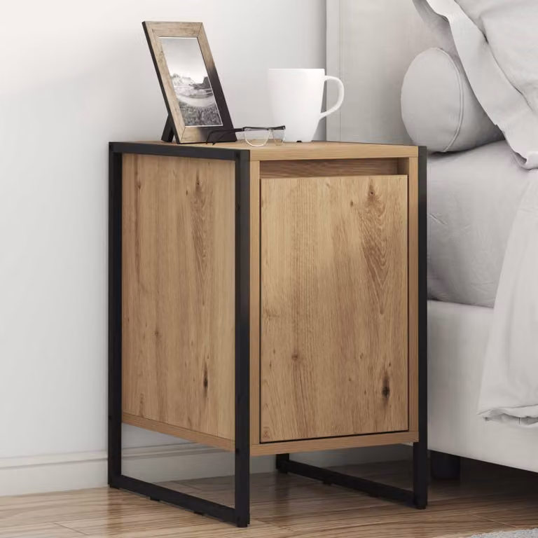 vidaXL Comodino in Stile Industriale in Legno e Metallo Marrone L: 39,5 cm, P: 30 cm, H: 50 cm