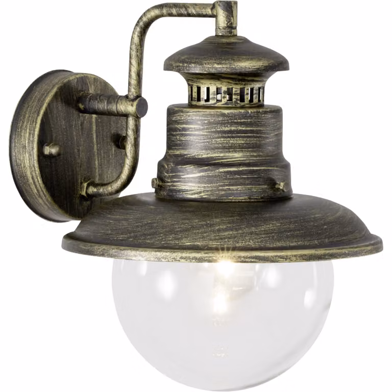 Lampada da parete per esterni, attacco E27, resistente agli spruzzi - metallo/vetro
