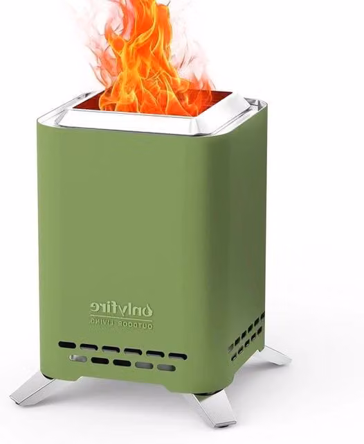 Fuoco Portatile Quadrato per Campeggio con Sostituto di Carbone e Borsa di Stoccaggio Funziona con Pellet o Legno Tavola da Fiamma Multifunzionale Cucina a Gas Senza Fumo Verde