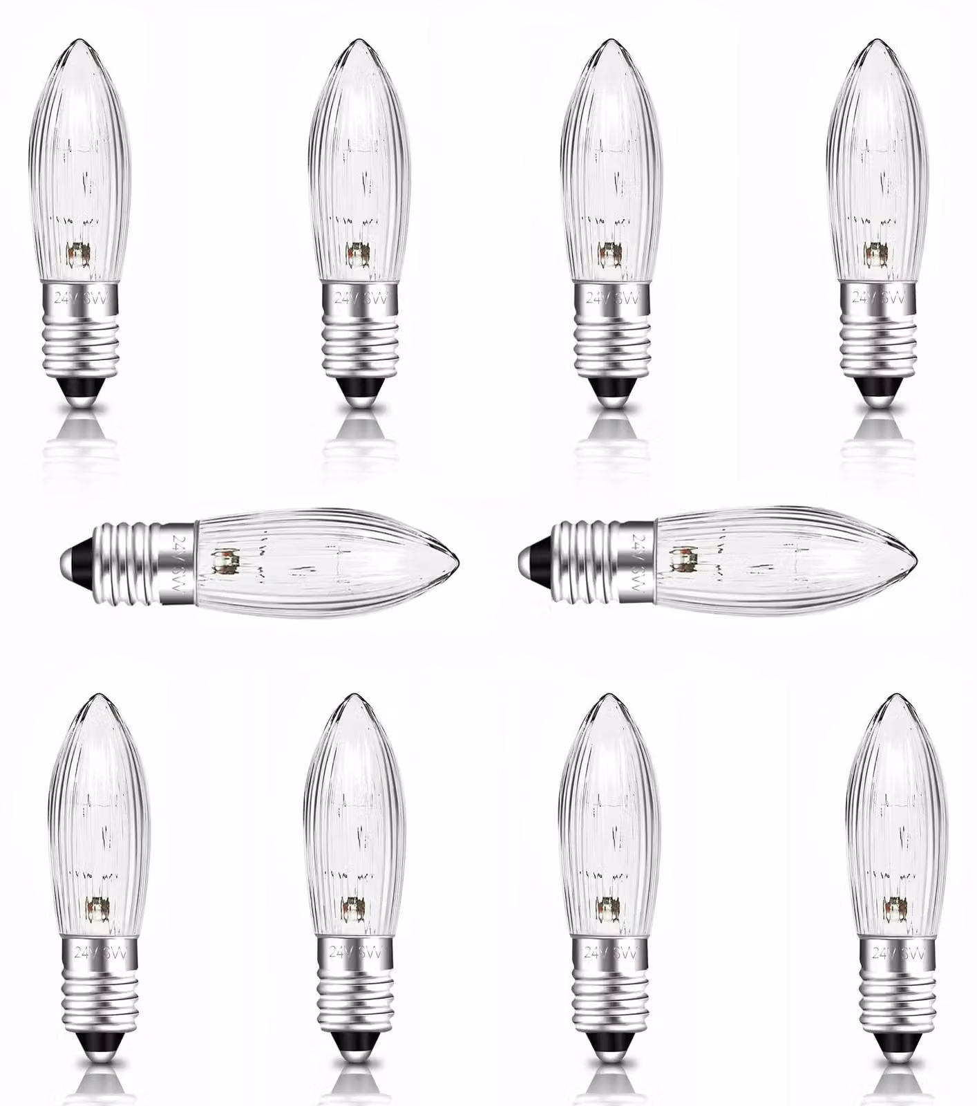 Lampadine E10, 24V, 3W, luce calda, confezione da 10, sostitutive per lampade a candela