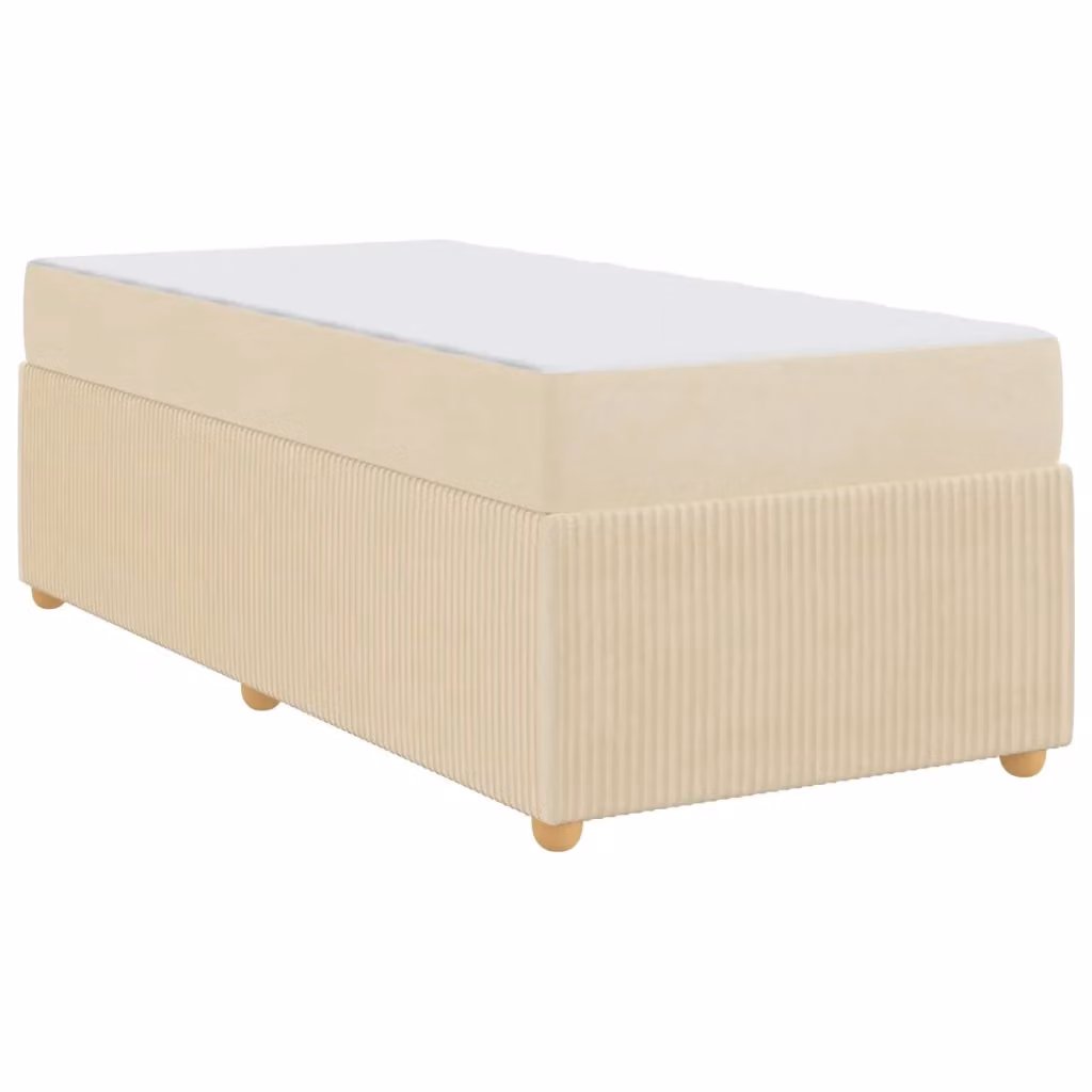 Letto con struttura imbottita e materasso vidaXL in tessuto beige L/P/H: 90 x 200 x 66 cm – 2