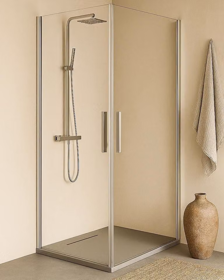 Box doccia 70x70 doppio battente vetro temperato 6 mm 195 H cromo Linje