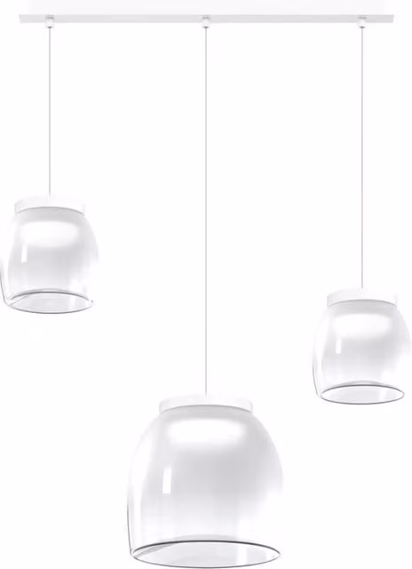 Lampadario Contemporaneo Drum Metallo Bianco Vetro 3 Luci Led 16-16W Calda