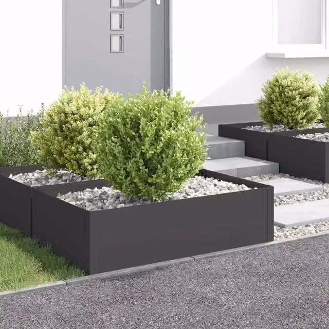 Bordura per Prato 4 pz 100 x 60 x 35 cm Acciaio Nero 8008946