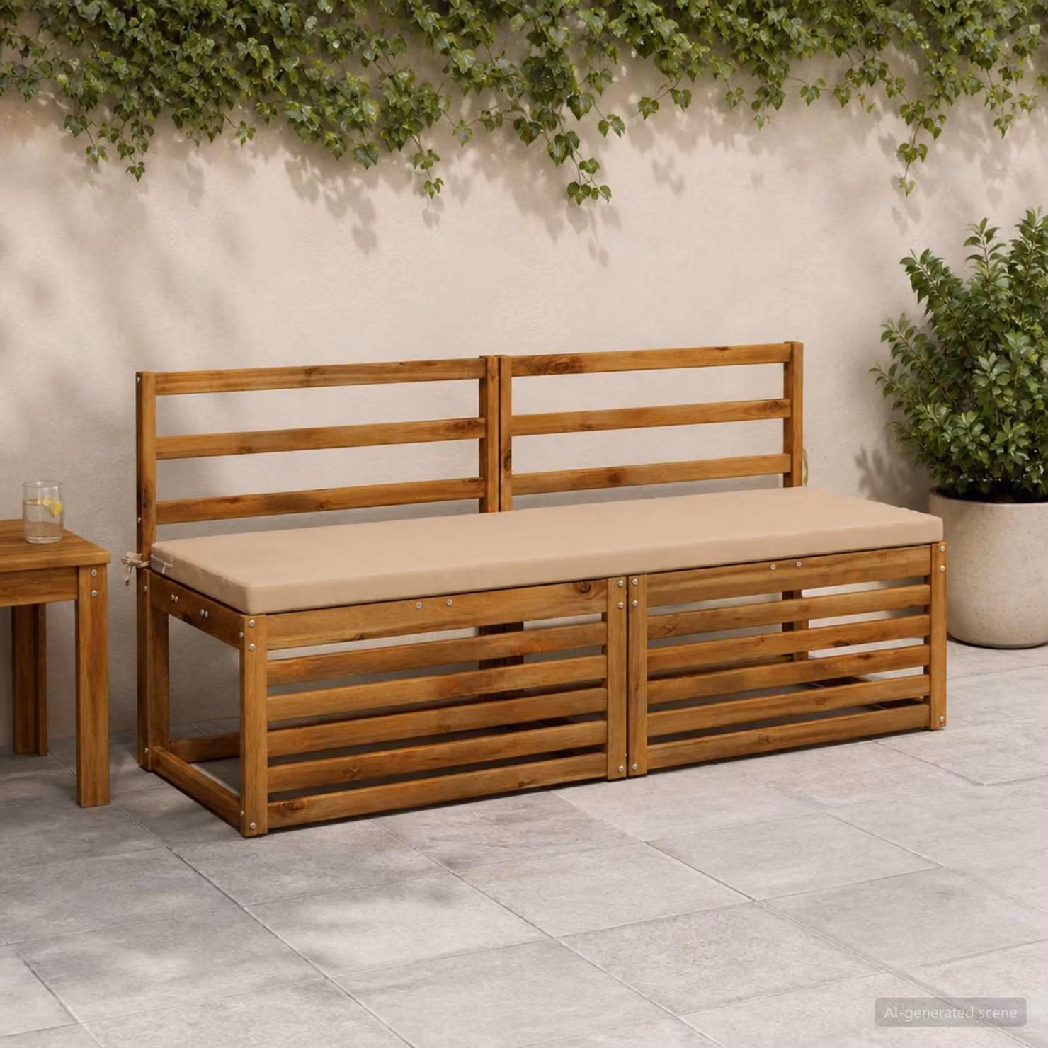 Cuscino per panchina vidaXL SOEST in poliestere con rivestimento rimovibile e resistente ai raggi UV, colore sabbia/grigio
