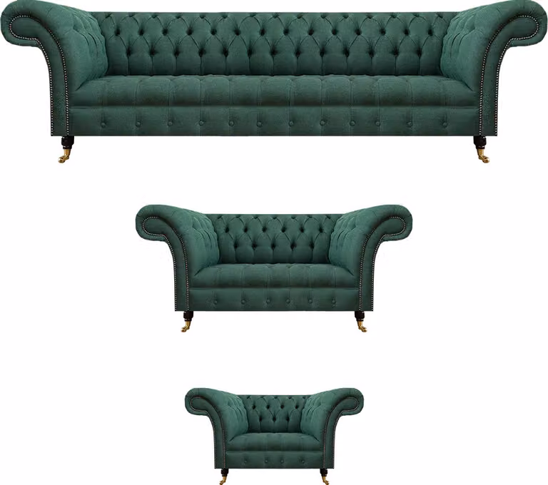 Luxus Sofas Grün Komplett Sofagarnitur Polstermöbel Wohnzimmer Couch Stoff
