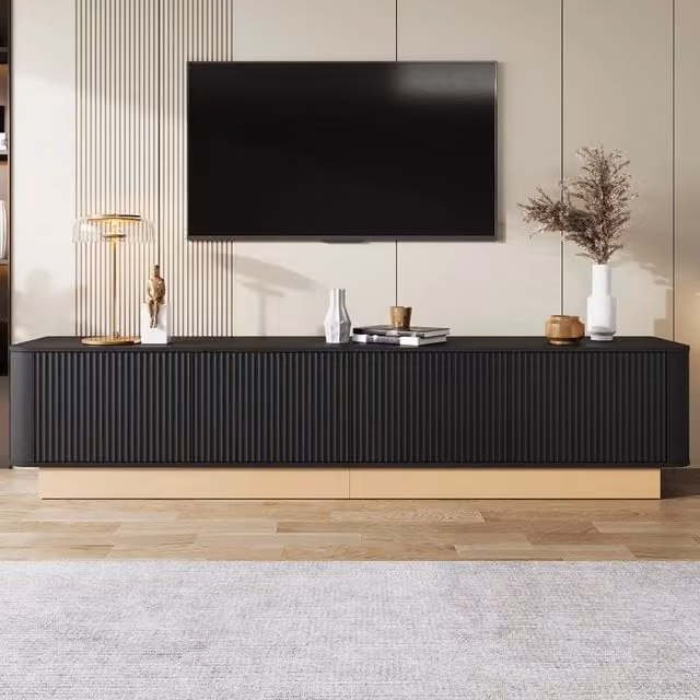 Mobile TV 200 cm ¨C Xylo ¨C Legno MDF, 4 Ante, Soggiorno, Ripiani Regolabili, Bianco