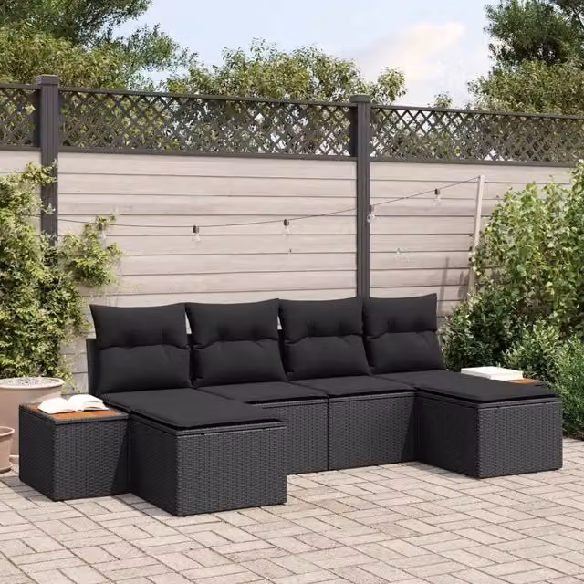Set Divano da Giardino 6 pz Nero Rattan in Polipropilene 3356808