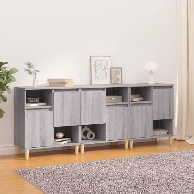 Set di 3 credenze vidaXL in legno e MDF grigio, modello classico da parete, L/P/H: 60 x 35 x 70 cm
