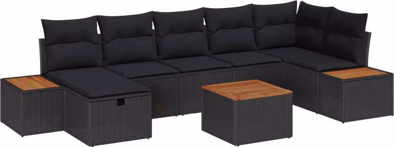 Maison Exclusive - Set da giardino composto da 8 pezzi, divano in rattan sintetico nero