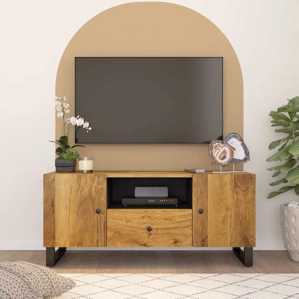 Mobile TV vidaXL in legno di mango marrone, L 105 x P 33,5 x H 46 cm