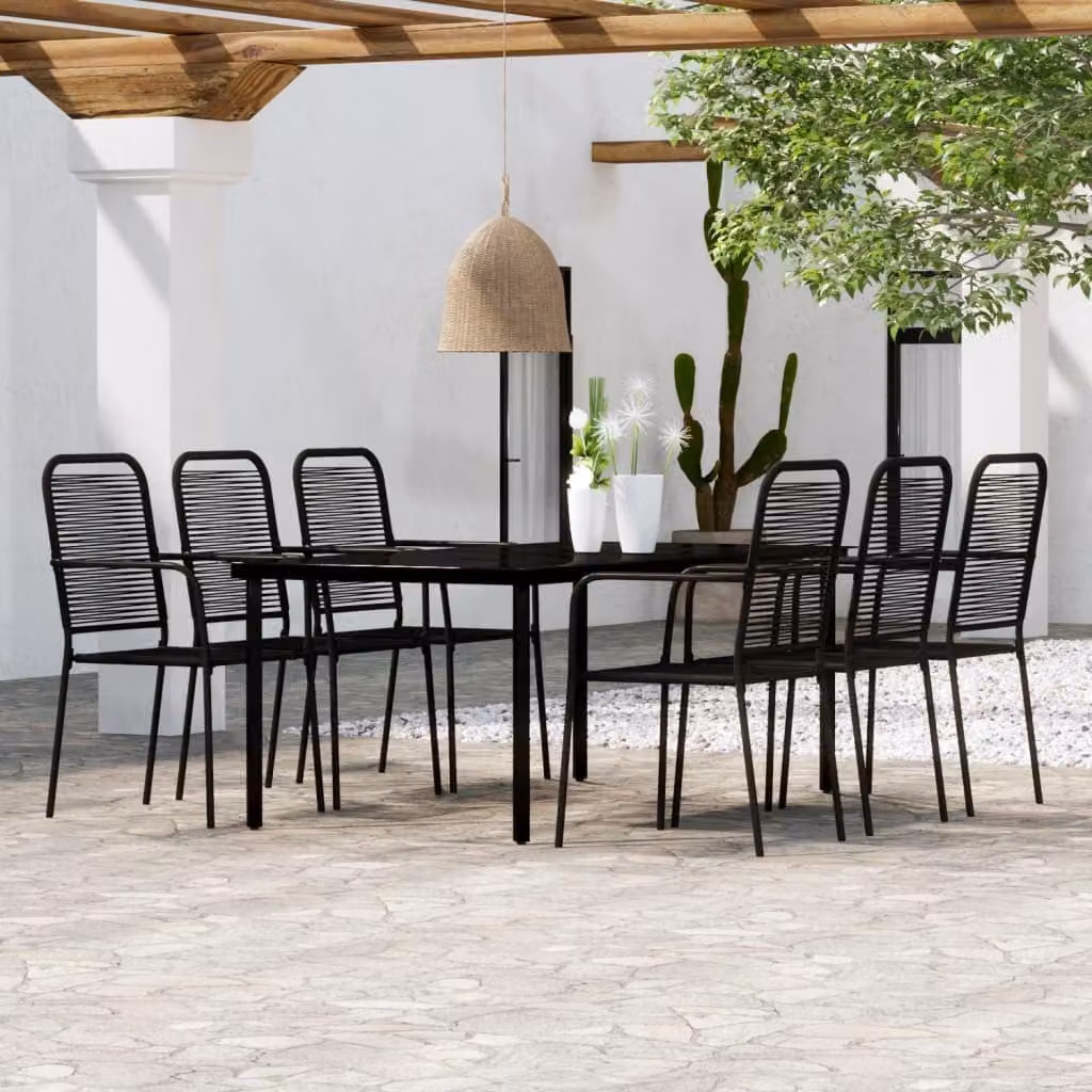The Living Store Set da pranzo da giardino 7 pezzi nero