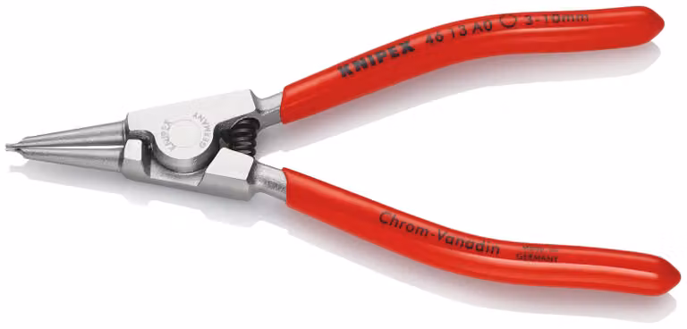 KNIPEX 46 13 A0 Pinza per anelli esterni su alberi con rivestimento in plastica cromata 140 mm