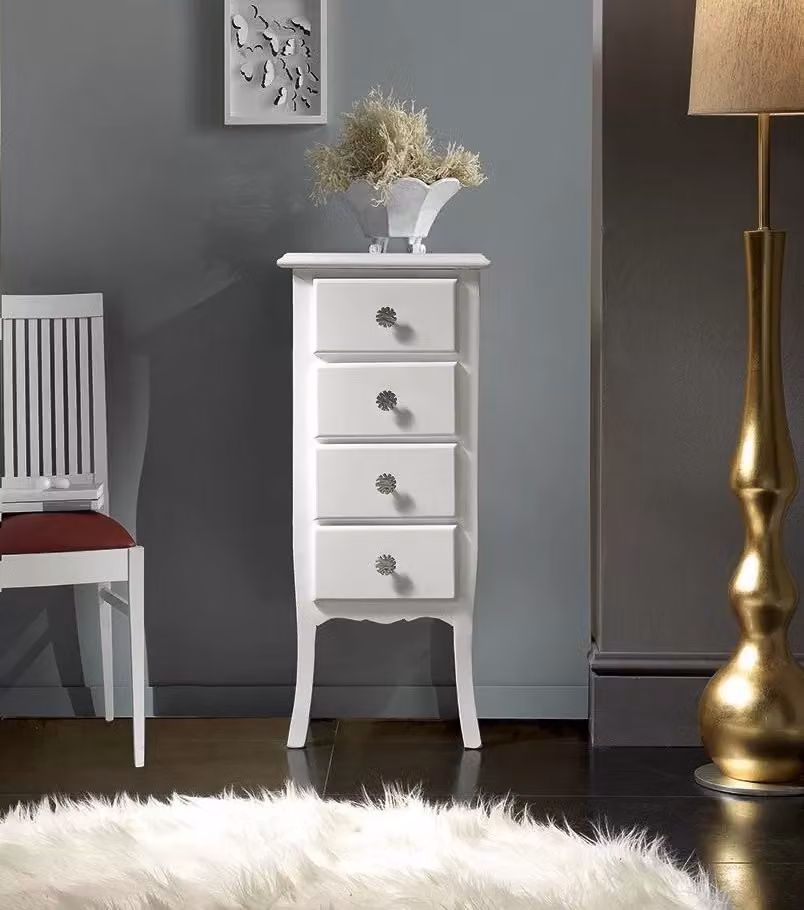 Cassettiera in legno con 4 cassetti Mobili 2G laccata bianco opaco L: 38 cm, P: 25 cm, H: 86 cm – 3