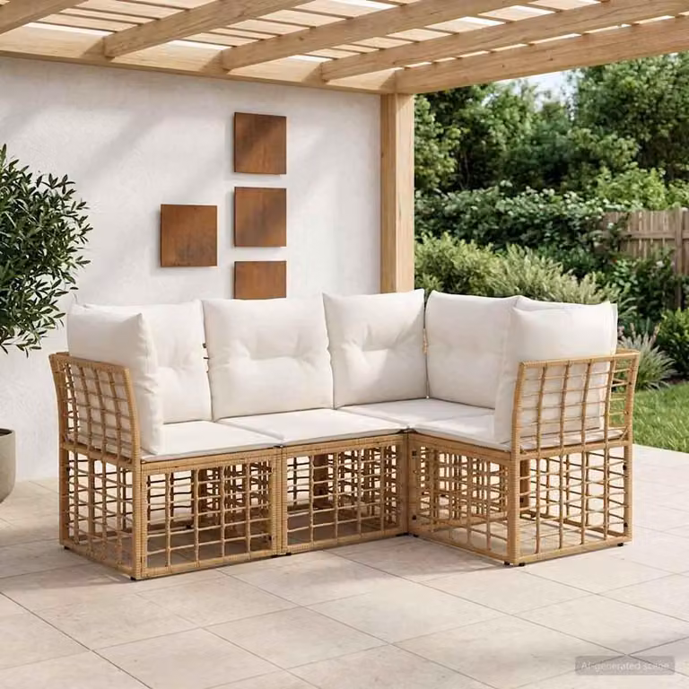 Maison Exclusive - Set divani da esterno in poliestere naturale