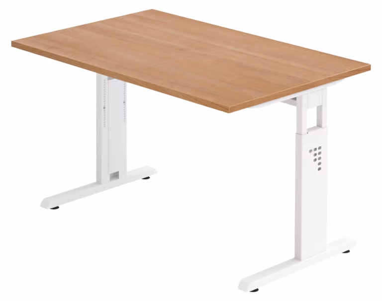 bümö Scrivania Serie-O - Dimensioni: 120 x 80 cm, Decorazione: Noce, Struttura: Bianco