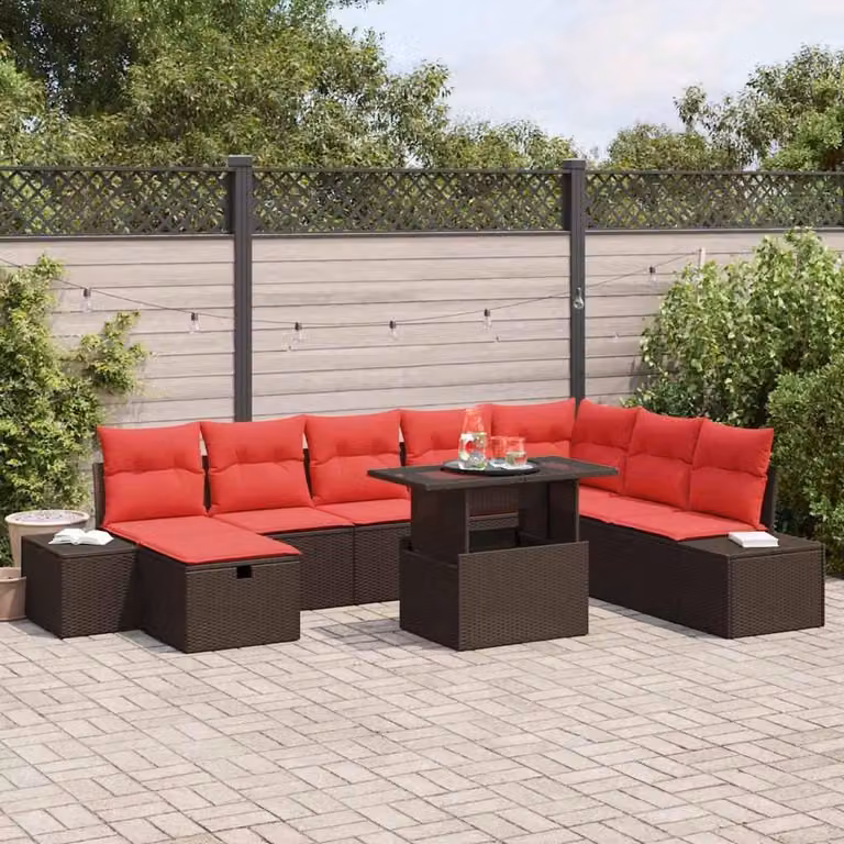 Maison Exclusive - Set da giardino composto da 9 pezzi, divano in rattan sintetico